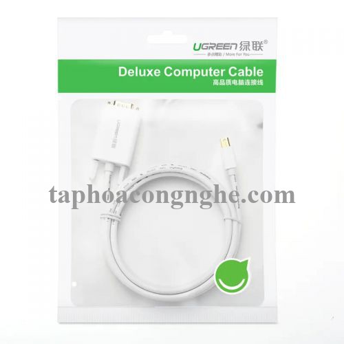 Ugreen 10444 3M Màu Trắng Cáp chuyển đổi Mini DP sang VGA hỗ trợ phân giải 1080P MD103 30010444